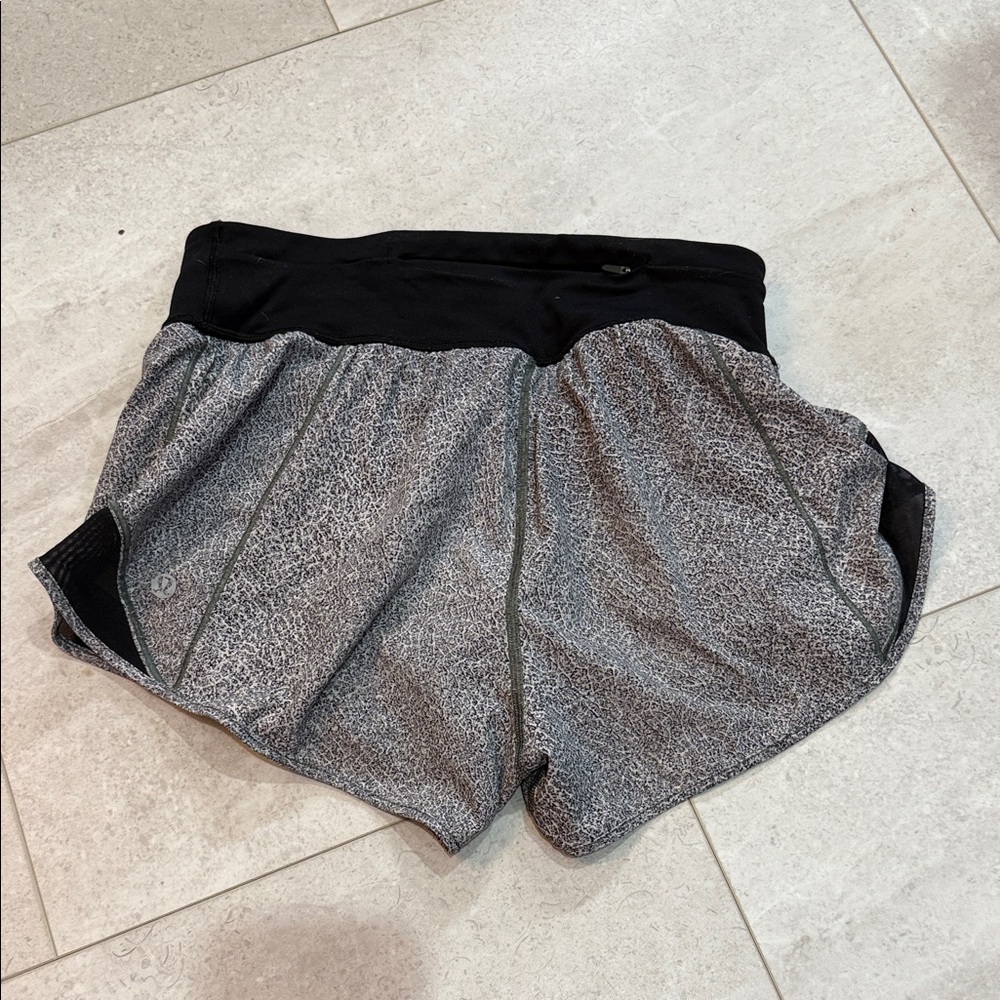 Gray and black cheetah LuLu shorts